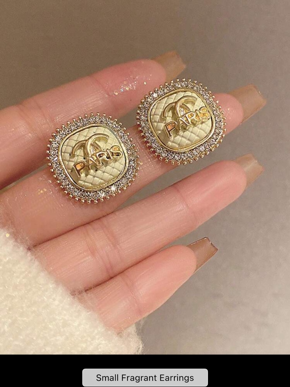 Paris Gold-Tone Crystal Button Earrings